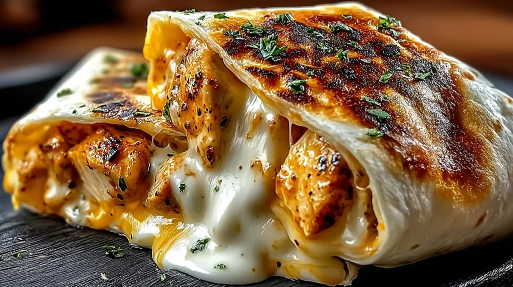 Cheesy Garlic Chicken Wraps