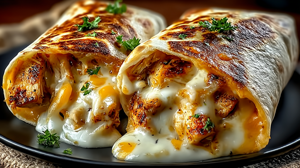 Cheesy Garlic Chicken Wraps