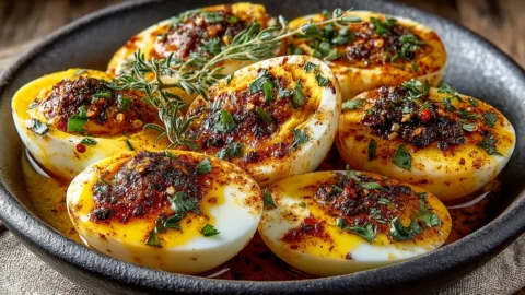 Cajun Boiled Eggs with Spicy Garlic Butter Sauce | Keto & Low-Carb Snack