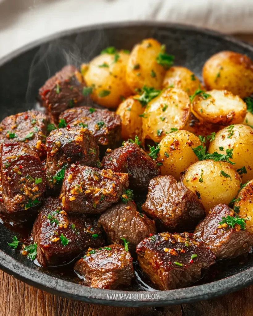 Garlic Steak Bites And Potatoes Recipe