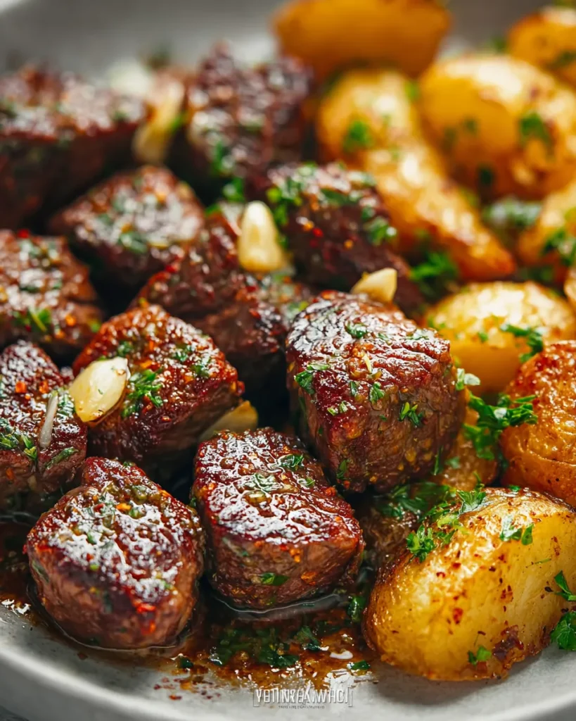 Garlic Steak Bites And Potatoes Recipe