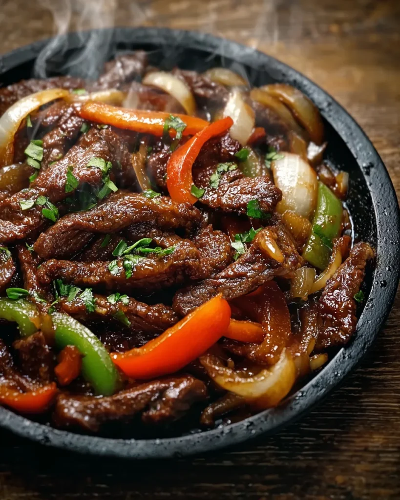 Sizzling Chinese Pepper Steak With Onions