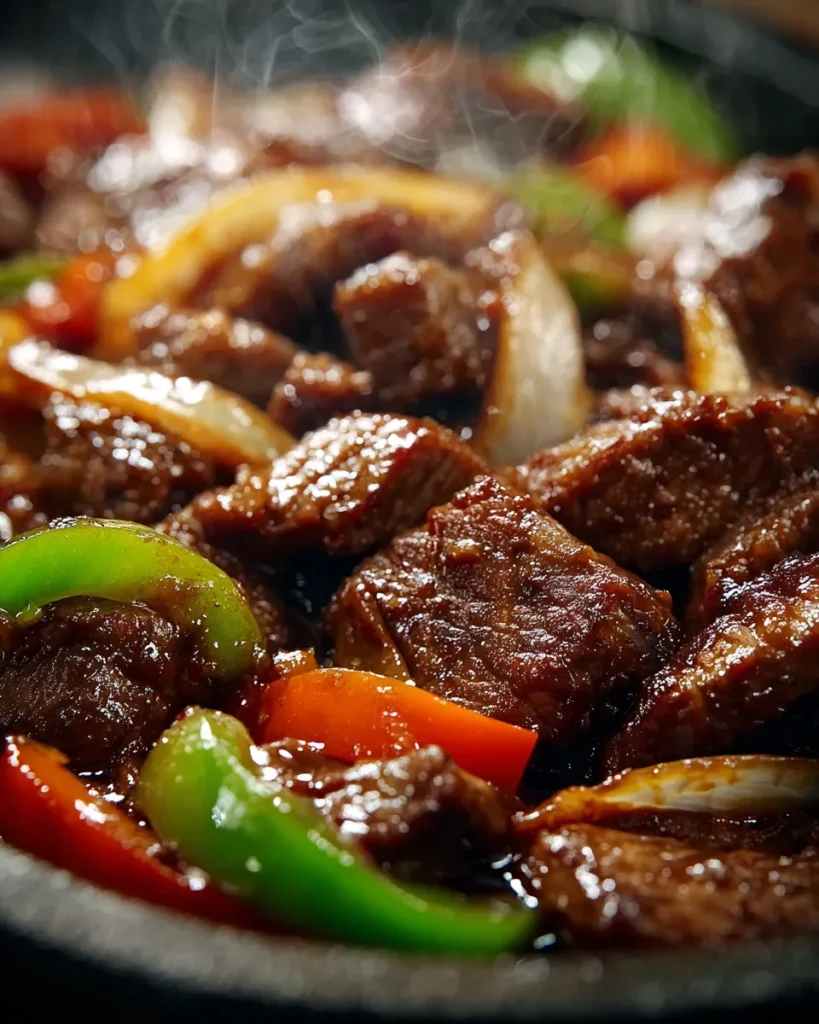 Sizzling Chinese Pepper Steak With Onions