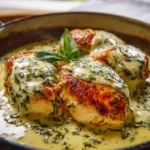 Mozzarella Chicken In Basil Cream Sauce