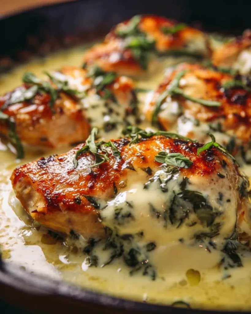 Mozzarella Chicken In Basil Cream Sauce