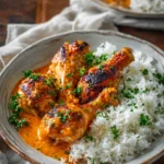 Creamy Paprika Chicken Drumsticks With Steamed Rice