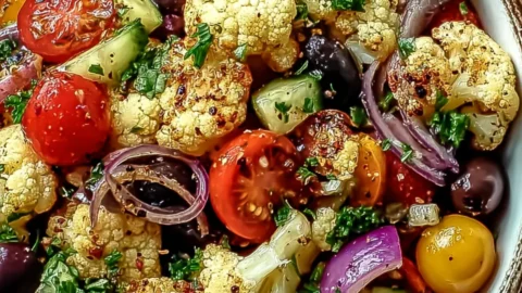 Mediterranean Marinated Cauliflower Salad Side