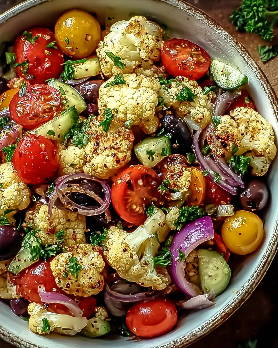 Mediterranean Marinated Cauliflower Salad Side