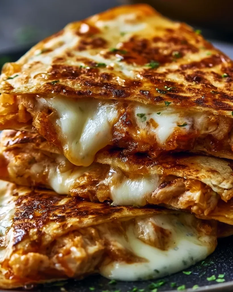 Cheesy Hot Honey Chicken Quesadillas With Spicy Jalapeno Cream Sauce