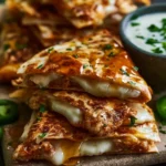 Cheesy Hot Honey Chicken Quesadillas With Spicy Jalapeno Cream Sauce