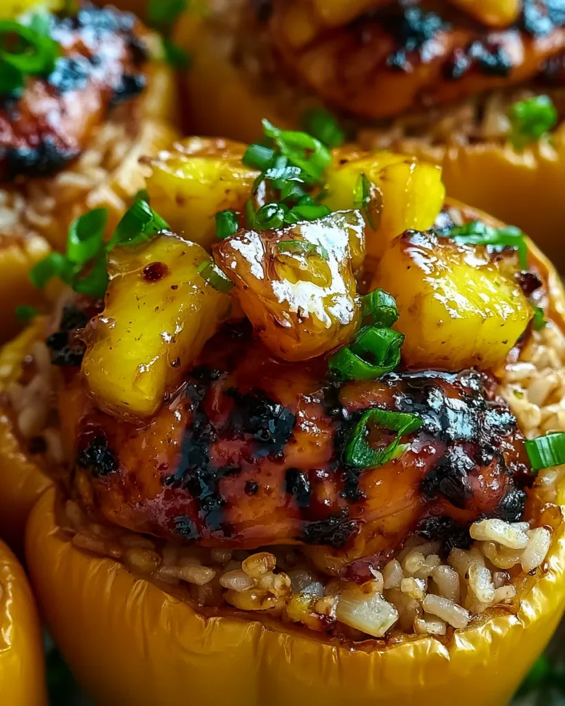 Teriyaki Pineapple Chicken And Rice Stuffed Peppers