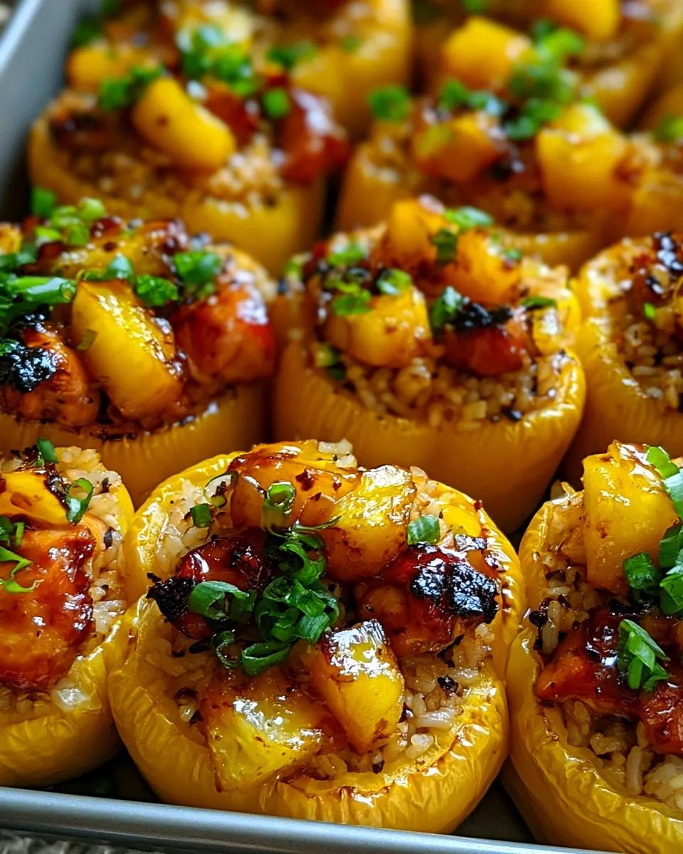 Teriyaki Pineapple Chicken And Rice Stuffed Peppers