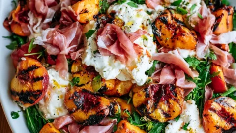 Grilled Nectarine Burrata Prosciutto Salad