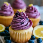 Lemon Cupcakes With Blueberry Buttercream