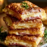 Crispy Ham Cheese Puff Pastry Stacks