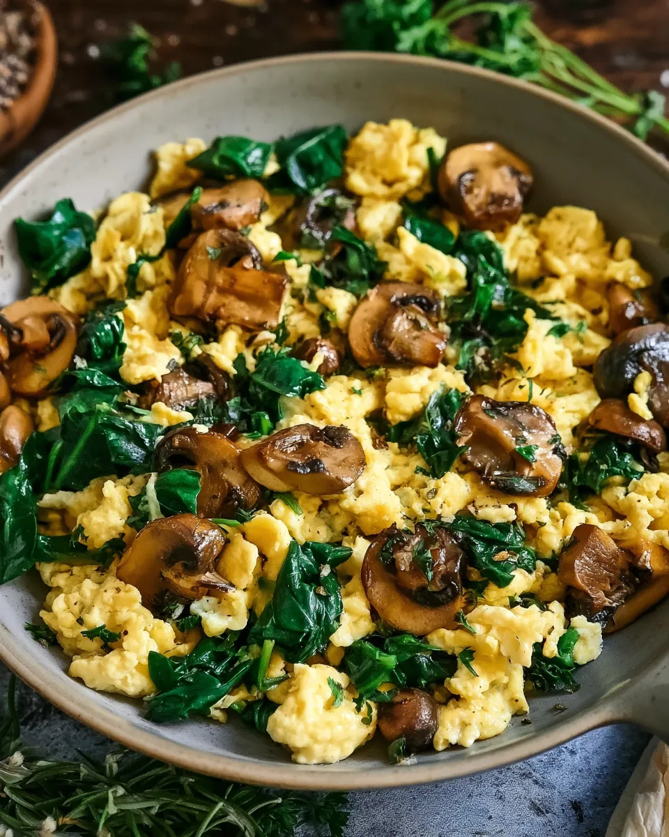 Mushroom Spinach Scrambled Eggs