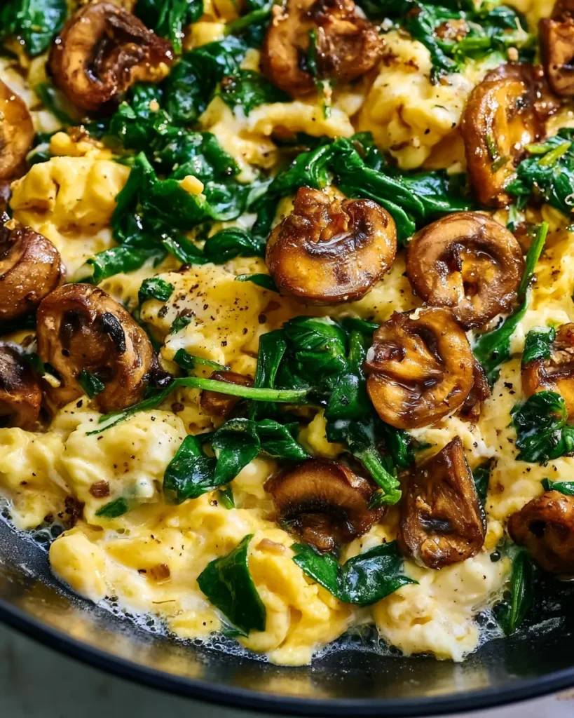 Mushroom Spinach Scrambled Eggs