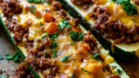Ground Beef Zucchini Boats