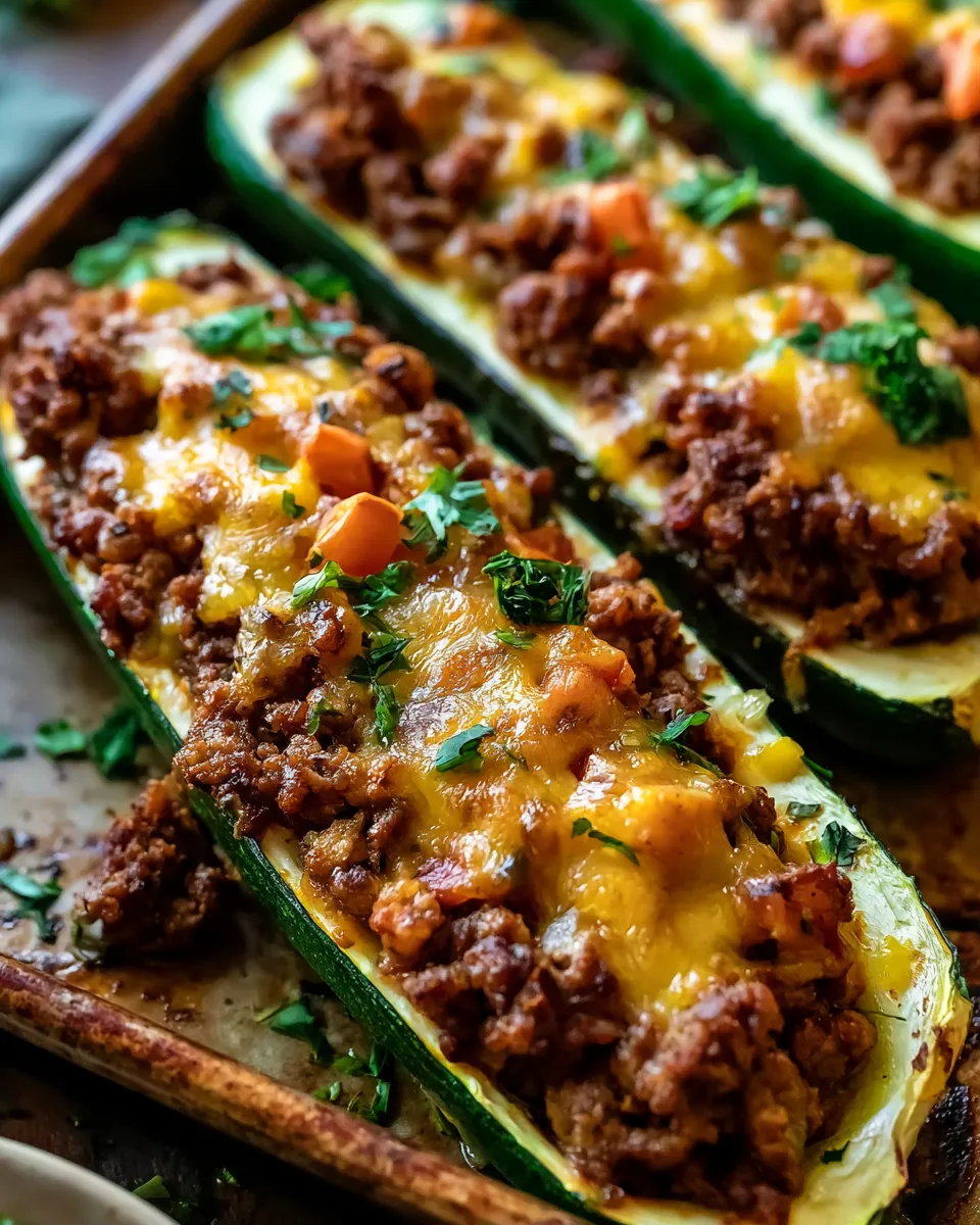 Ground Beef Zucchini Boats