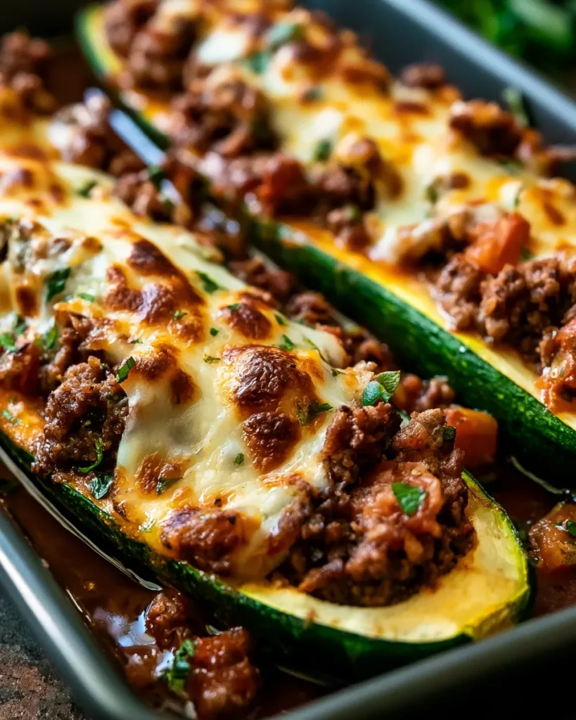 Ground Beef Zucchini Boats