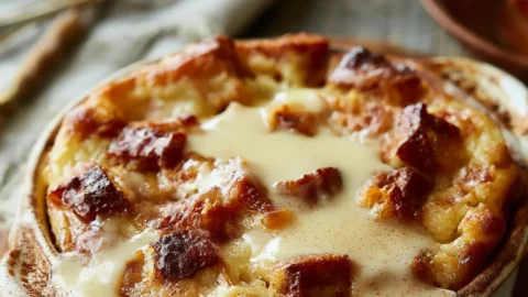Grandmas Oldfashioned Bread Pudding With Vanilla Sauce