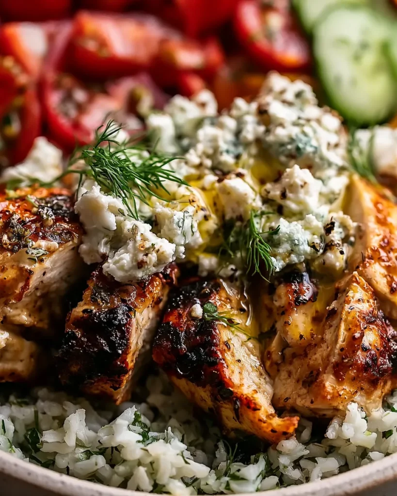 High Protein Mediterranean Lemon Dill Chicken Bowls