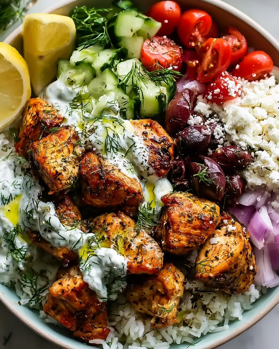 High Protein Mediterranean Lemon Dill Chicken Bowls